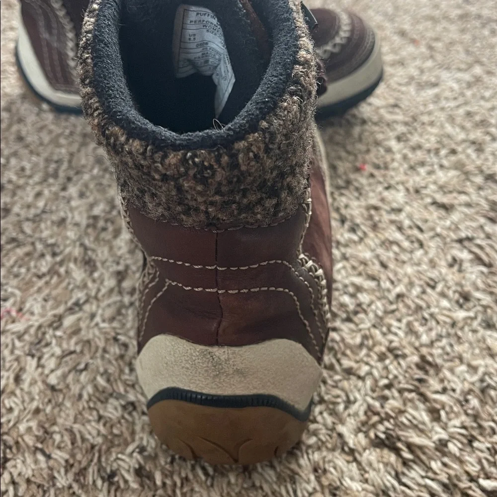 Merrell Puffin Lace Mid Brown Women's Lined Suede Lace Up Snow Boots size 6.5